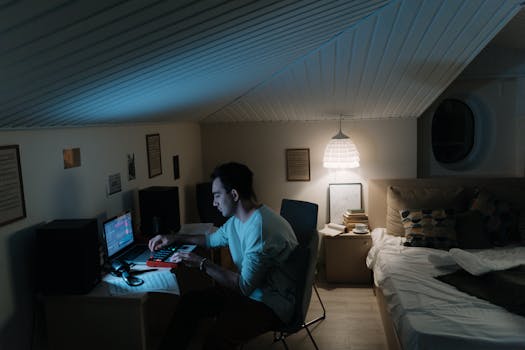 musician recording at home
