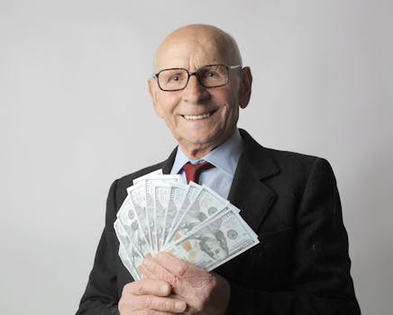 a person smiling while looking at their financial plans